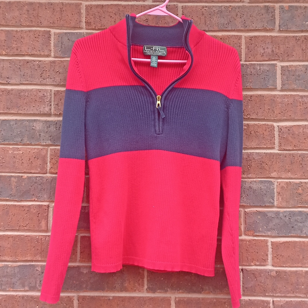 Blue red Ralph Lauren zip sweater